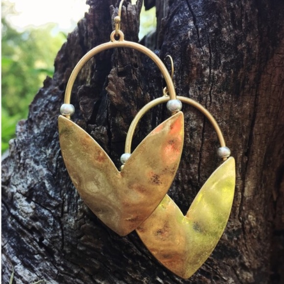 Boutique Jewelry - Gold or Silver Hammered Earrings w/ Accent Beads